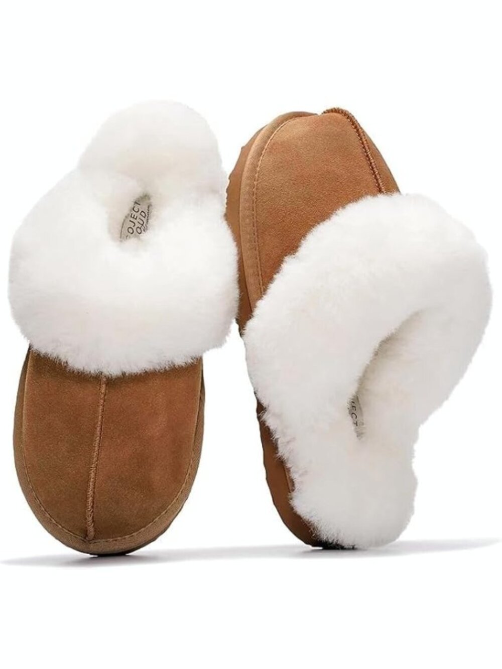 100% Genuine Leather Natural Shearling Lined Clog Slippers